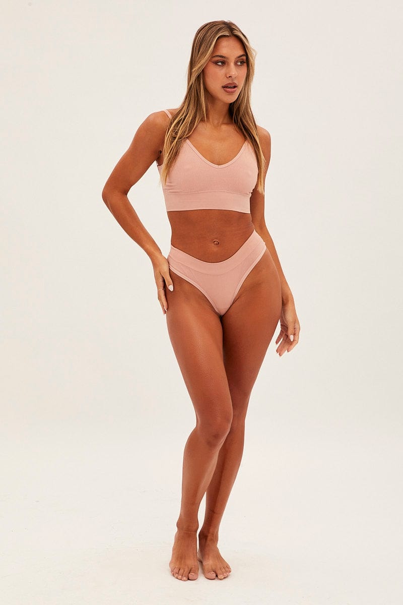 Pink Seamless Lingerie Set for Ally Fashion