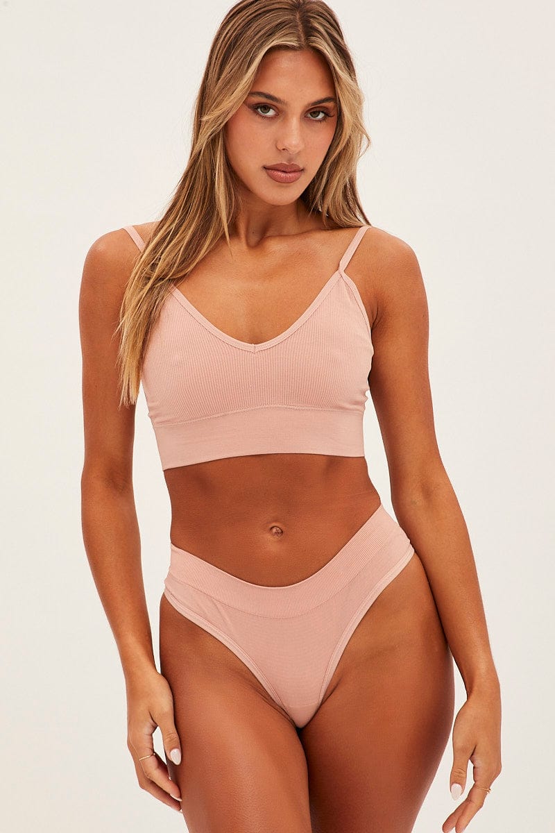 Pink Seamless Lingerie Set for Ally Fashion