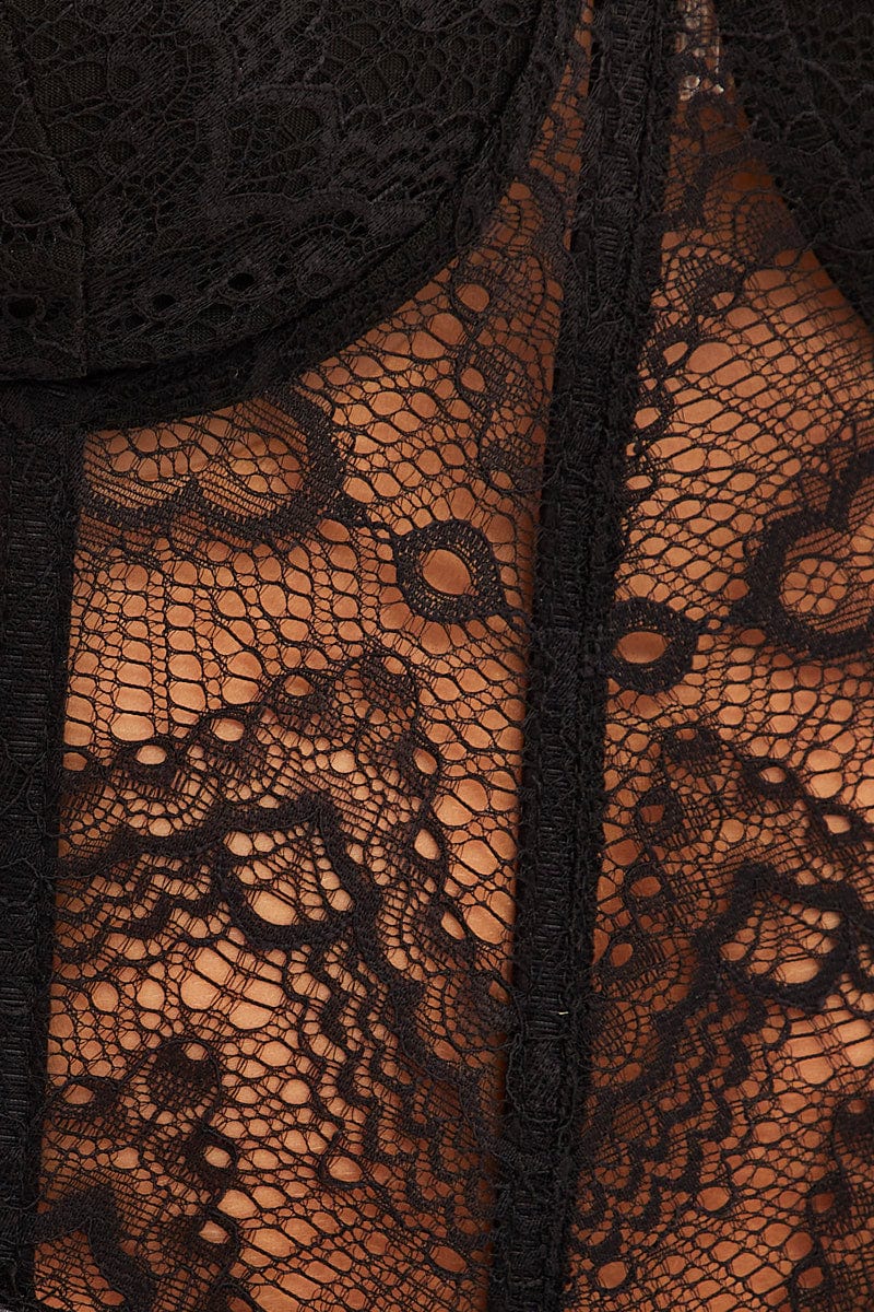 Black Floral Lace Corset Top for Ally Fashion