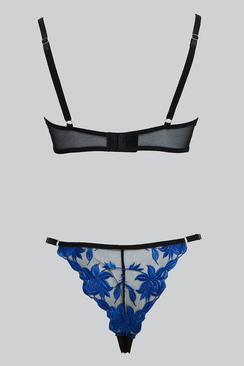 Blue Embroidered Lingerie Set for Ally Fashion