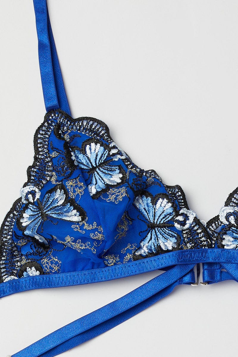 Blue Embroidery Lingerie Set for Ally Fashion