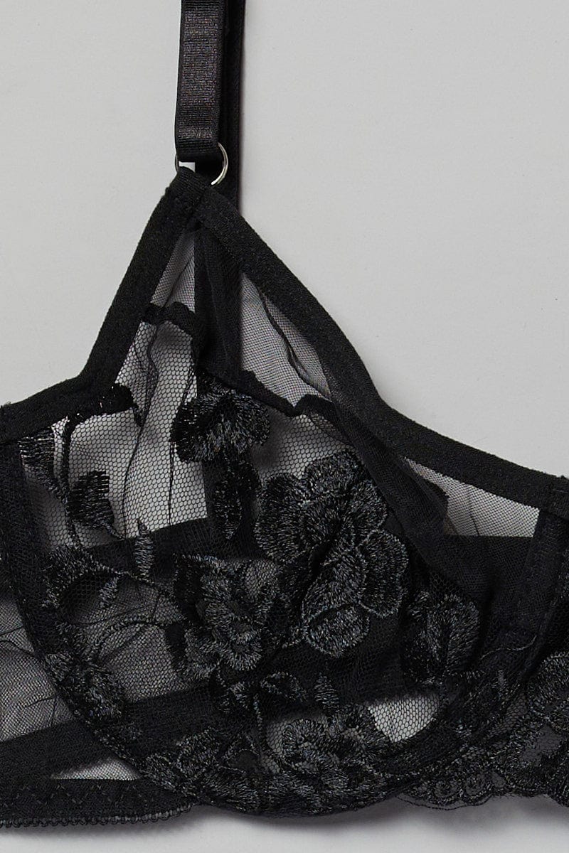 Black Embroidered Lingerie Set for Ally Fashion