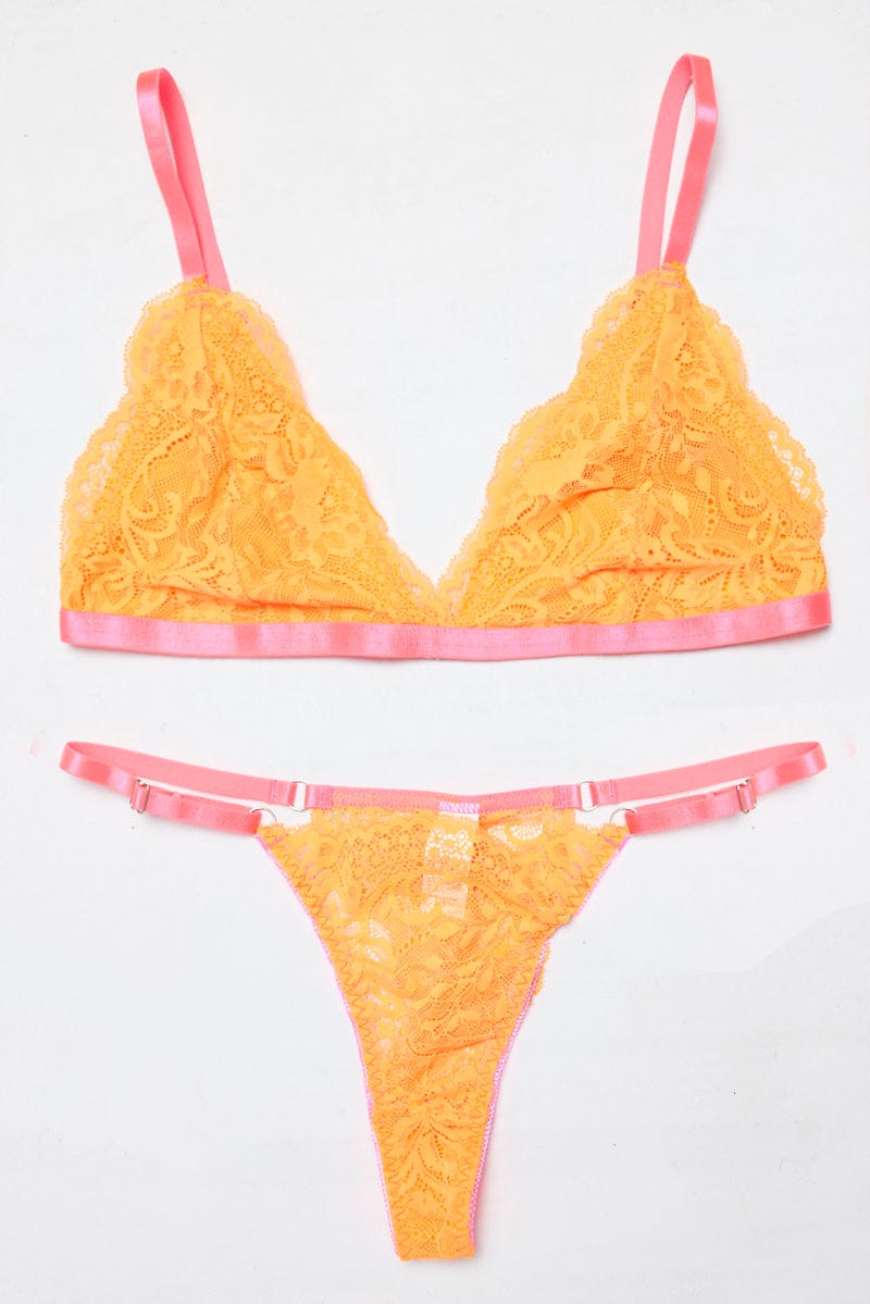 Orange Lace Lingerie Set for Ally Fashion