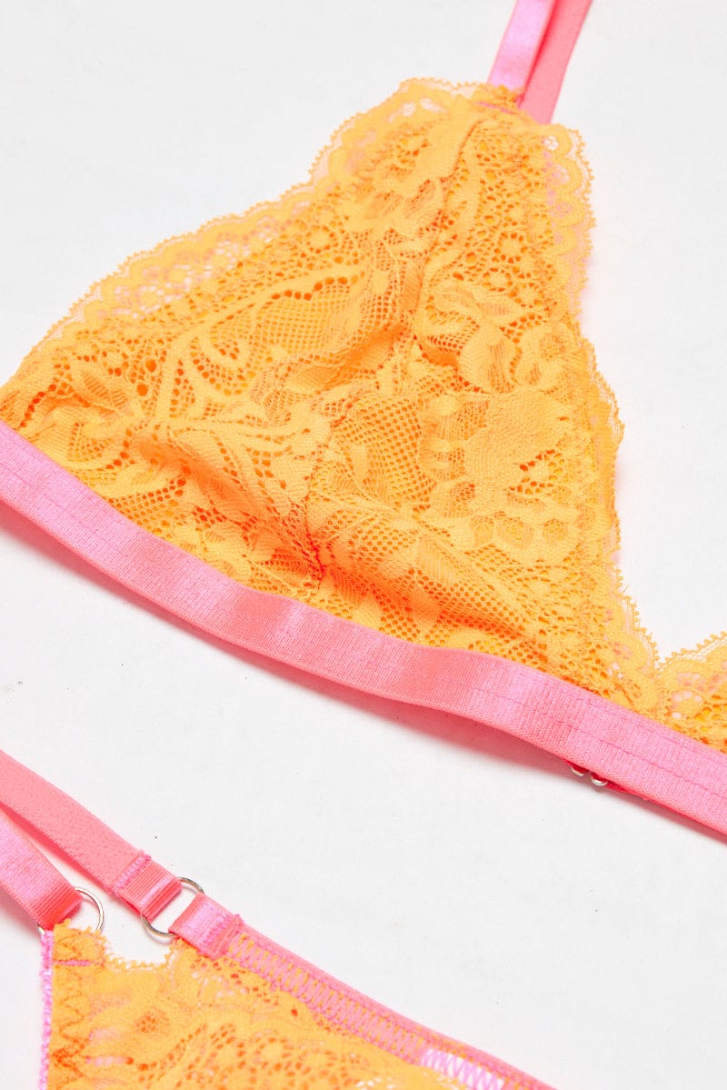 Orange Lace Lingerie Set for Ally Fashion