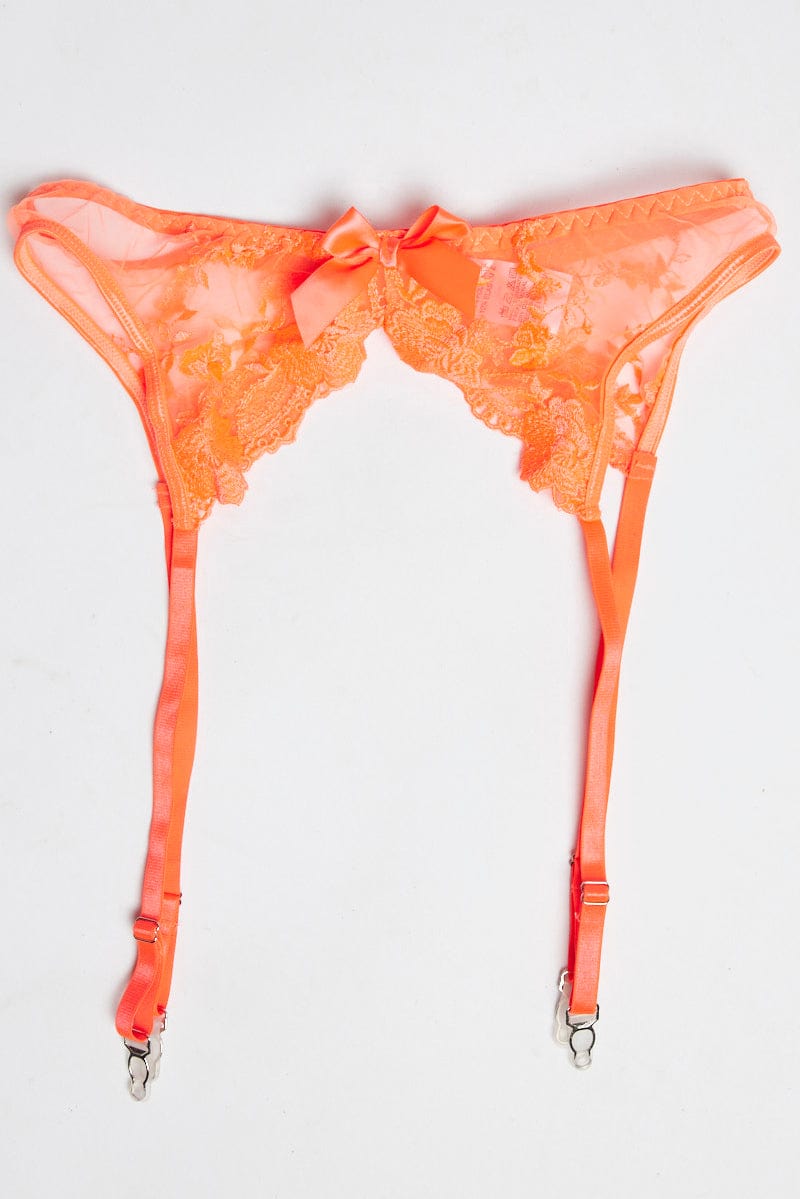 Orange Embroidery Lingerie Set for Ally Fashion