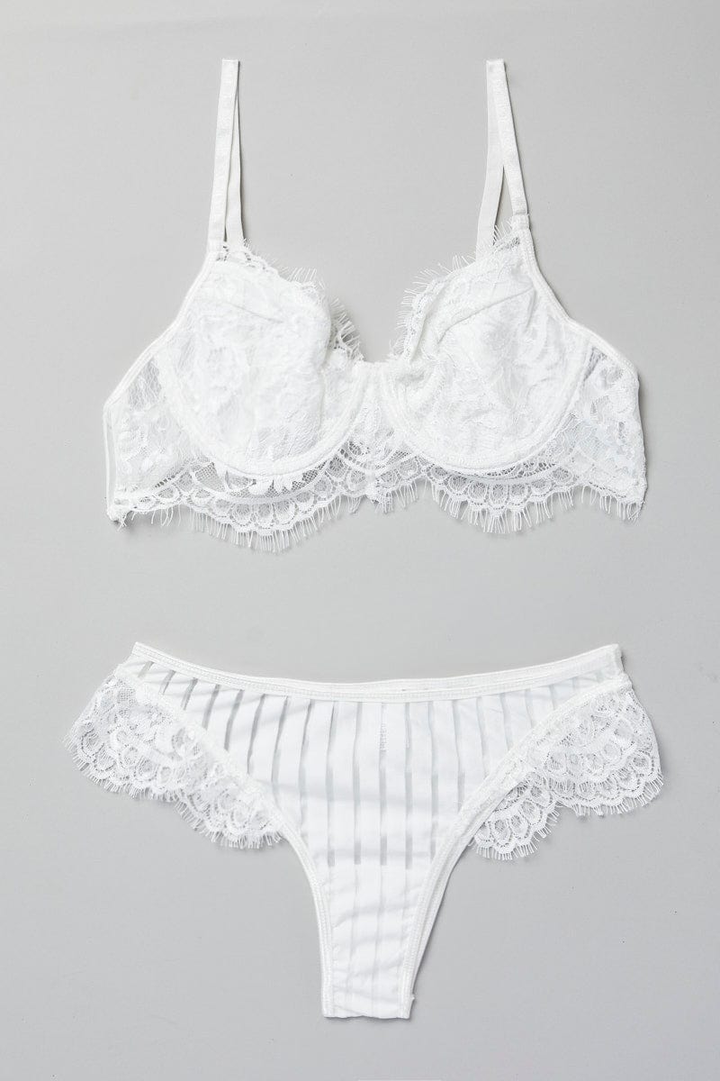 White Lace Lingerie Set for Ally Fashion