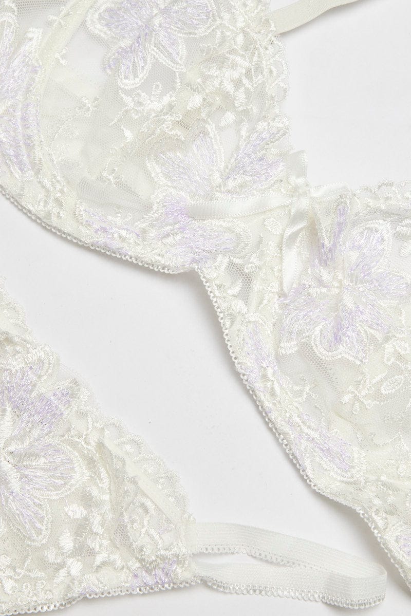 White Embroidered Lingerie Set