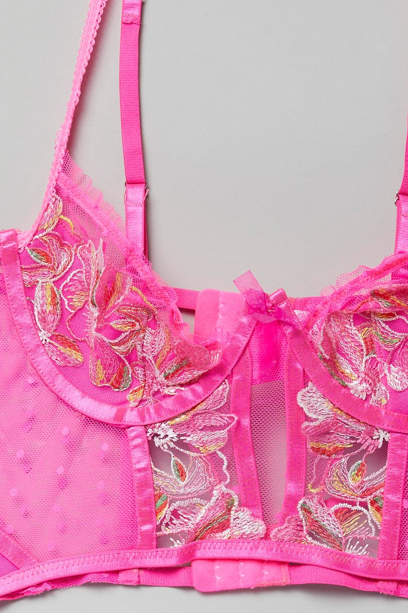 Pink Embroidery Lingerie Set for Ally Fashion