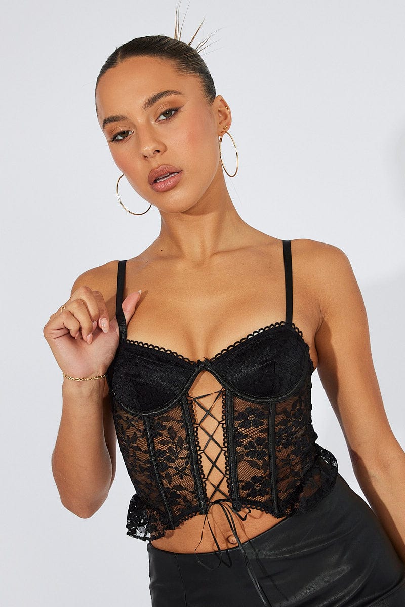 Black Lace Corset Top for Ally Fashion