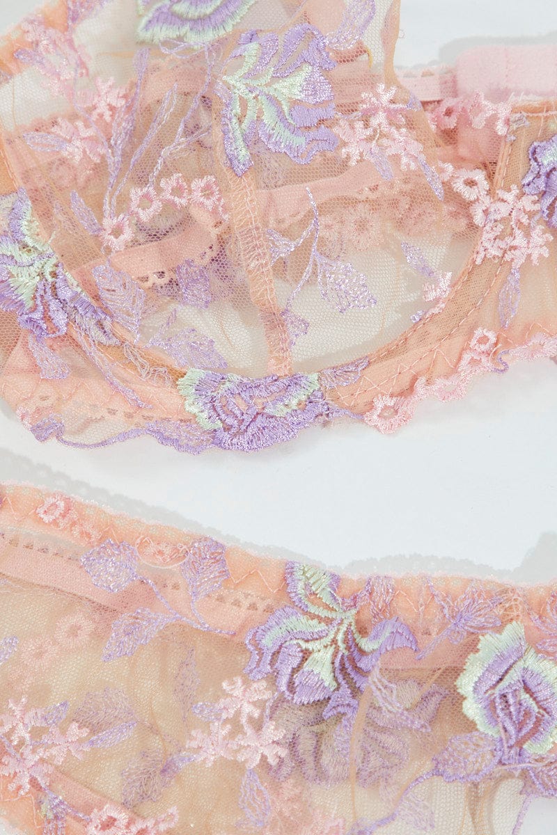 Pink Embroidery Lingerie Set for Ally Fashion