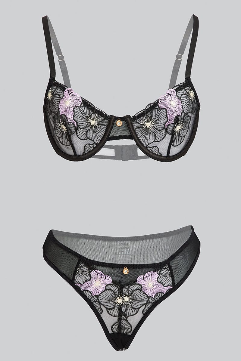 Black Embroidered Lingerie Set for Ally Fashion