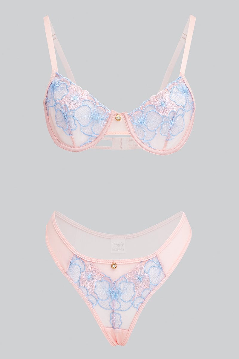 Pink Embroidered Lingerie Set for Ally Fashion