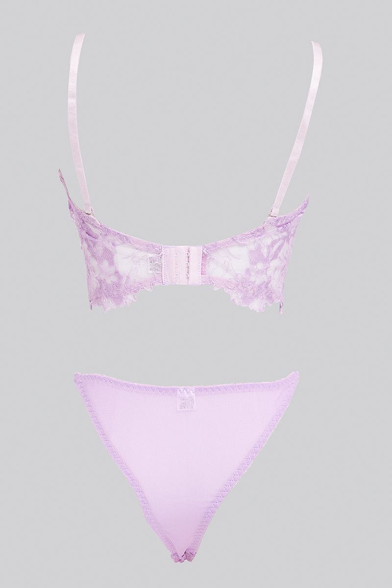 Purple Embroidered Lingerie Set for Ally Fashion