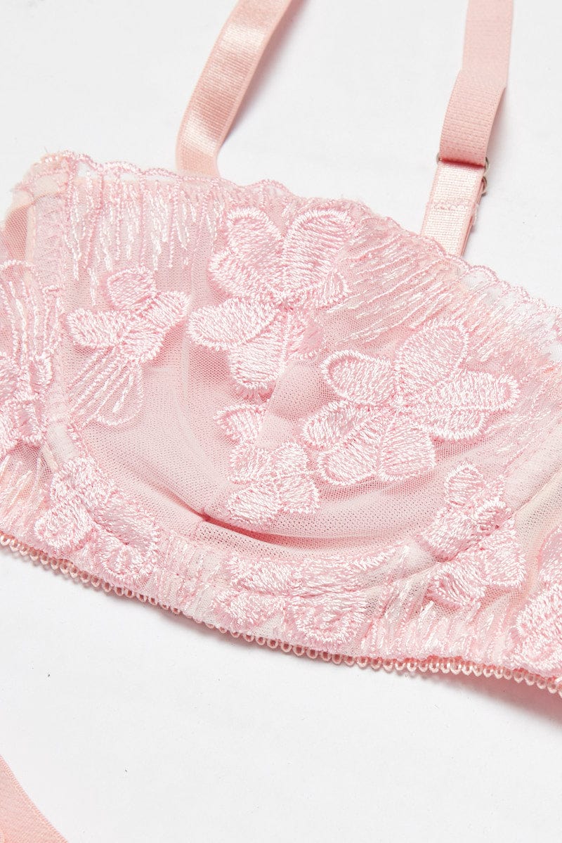 Pink Embroidery Lingerie Set for Ally Fashion