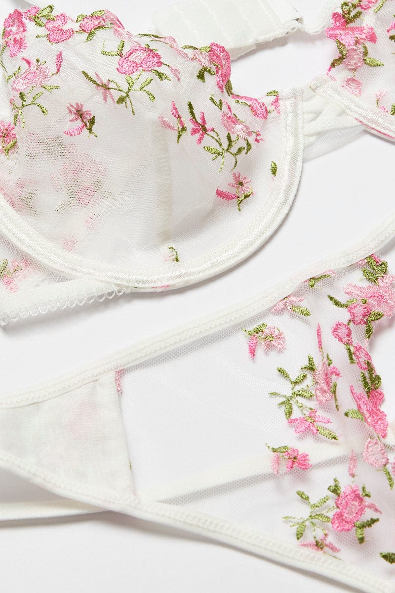 White Embroidery Lingerie Set for Ally Fashion