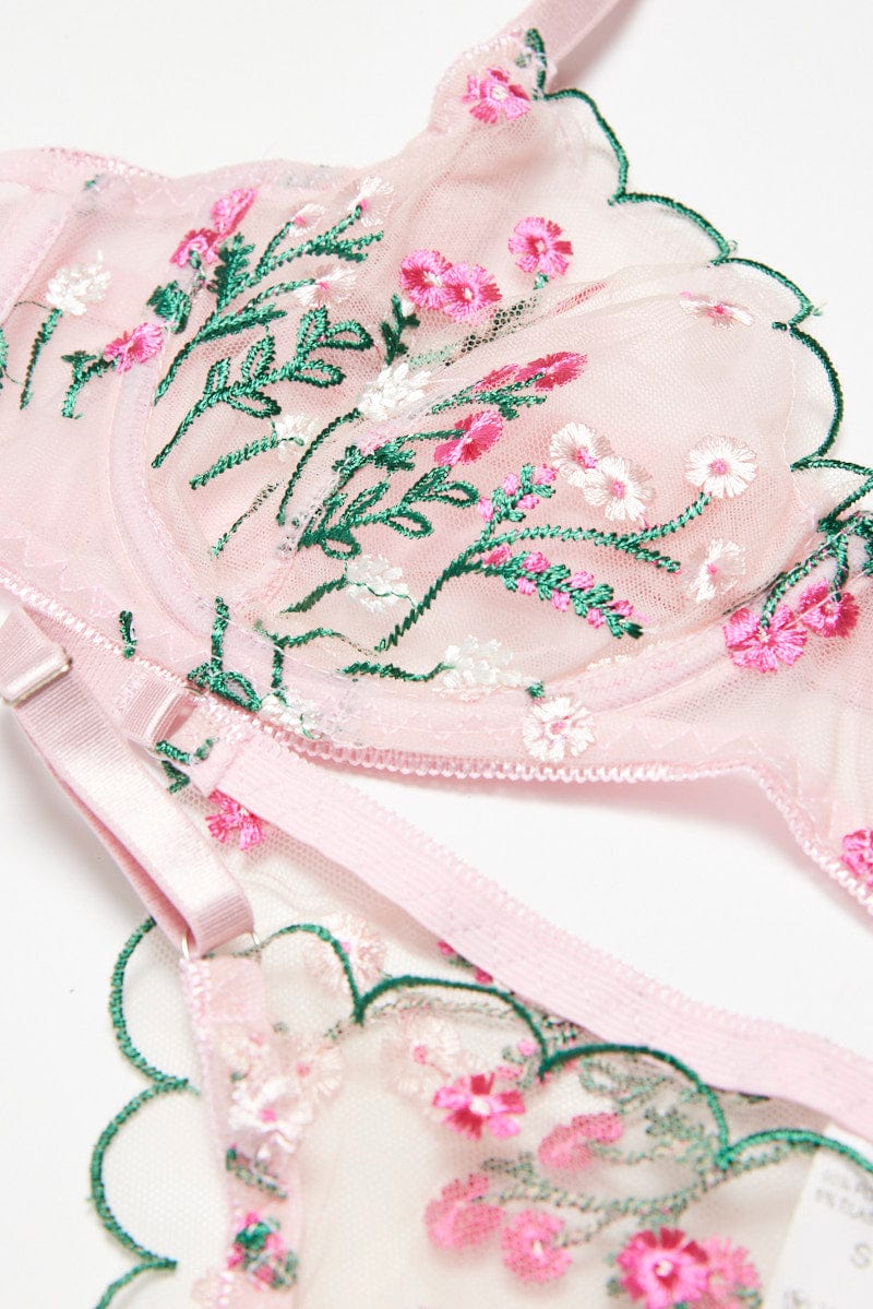 Pink Embroidery Lingerie Set for Ally Fashion