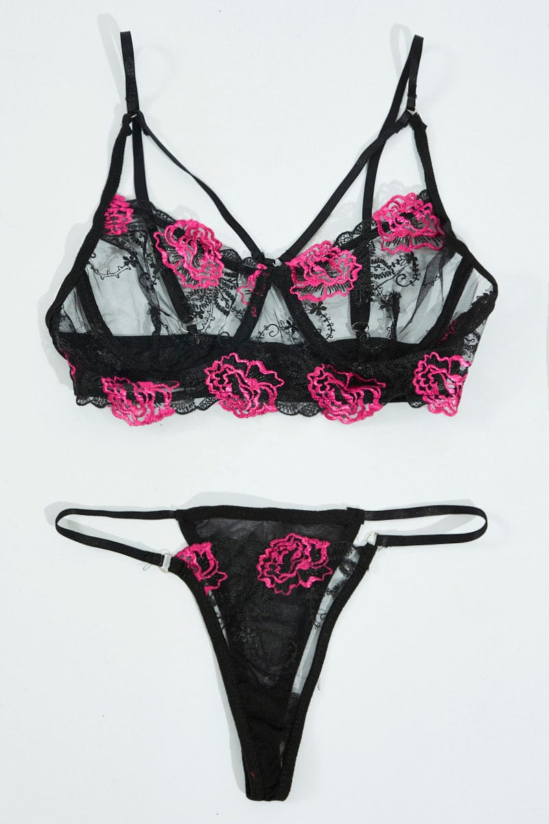 Black Embroidery Lingerie Set for Ally Fashion