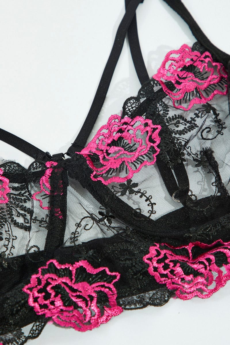 Black Embroidery Lingerie Set for Ally Fashion