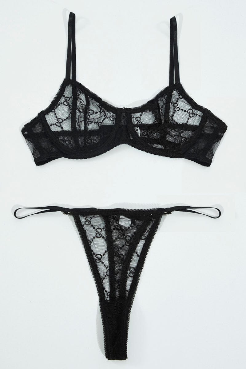 Black Mesh Lingerie Set | Ally Fashion