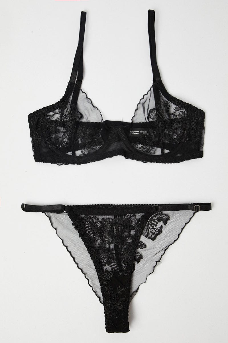 Black Embroidery Lingerie Set for Ally Fashion