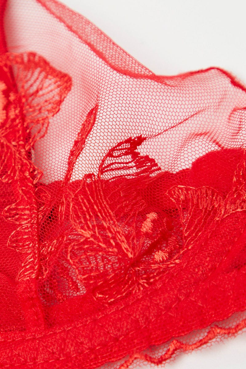 Red Embroidery Lingerie Set for Ally Fashion