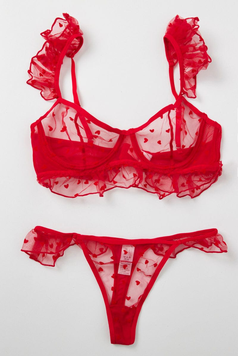 Red Mesh Lingerie Set for Ally Fashion