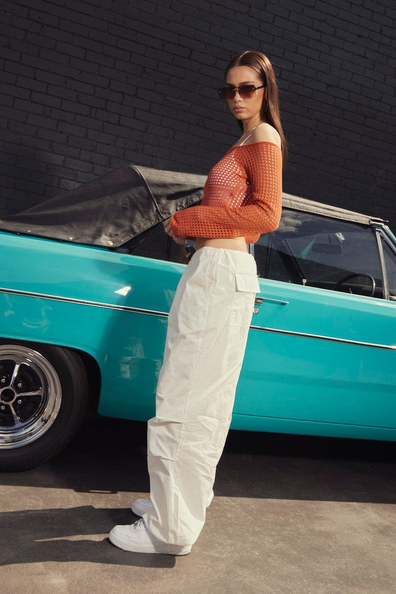 Women’s White Cargo Pants Low Rise | Ally Fashion