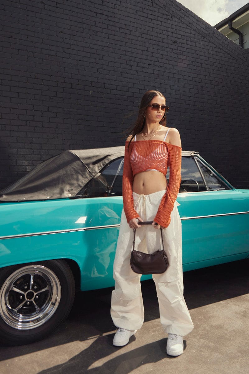 Women’s White Cargo Pants Low Rise Ally Fashion